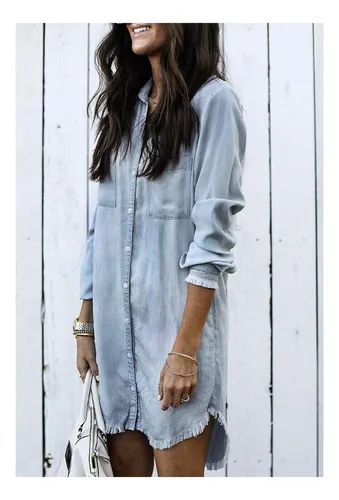 Camisa Vaquera Media Para Mujer Con Flecos