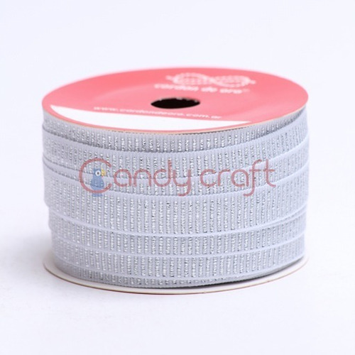 Cinta Navideña Plateada Baby Gross 10mm Lurex X 20 Mts