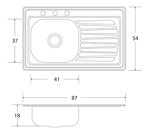 Fregadero Cocina Empotrar 1 Tina Eb 87x54x18 C102n Der