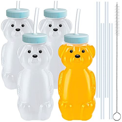 4 Vasos De Paja De Oso De Miel,  8 Onz