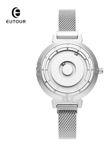 Reloj De Cuarzo Eutour Luxury Para Mujer Color Del Fondo Plateado