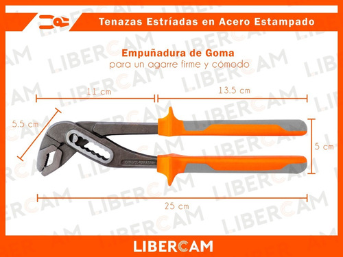 Imagen 4 de 10 de Pinza Pico De Loro Acero Mango De Goma 40mm 7 Posiciones