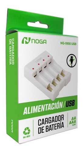 Imagen 3 de 10 de Cargador Pilas Recargables Aa Y Aaa Usb Noga 4 Pilas Rapido