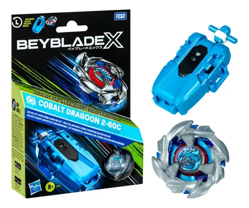 Beyblade X Conjunto Lançador Deluxe & Pião Cobalt Dragoon Cor Azul