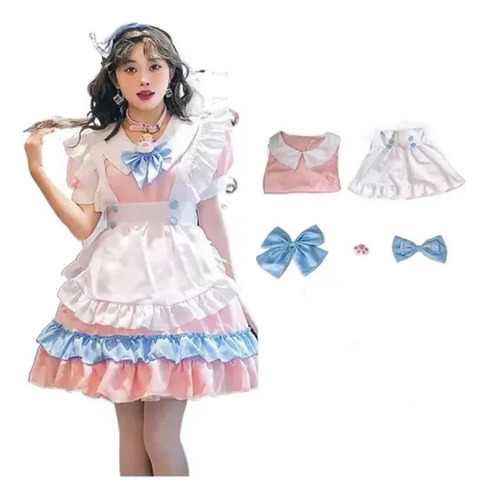 Traje De Maid Cosplay, Rosa Lolita Maid Vestido