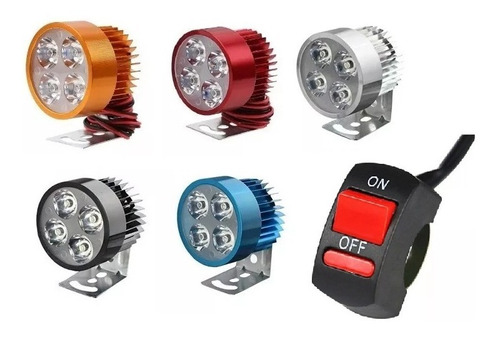 Kit 2 Faros Auxiliar Led Colores 12-24v Moto-auto+switch -xp