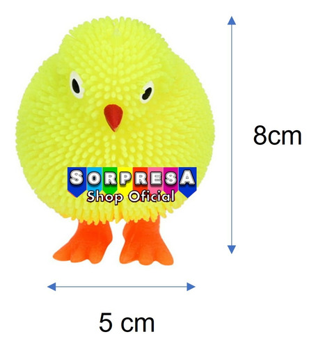 6 Squishy Pollito Luz Led Juguete Fiesta Piñata Bolo Premio