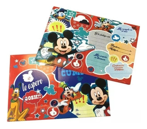 Pack 10 Invitaciones Cumple Mickey Disney Original Cotillón