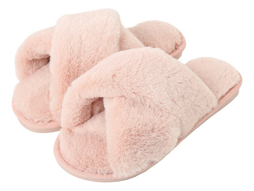 Pantuflas Peludas Para El Hogar Para Mujer, Chanclas Mullida