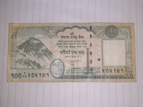 Billete Antiguo 100 Rupees One Hundred Nepal Rastra Ba