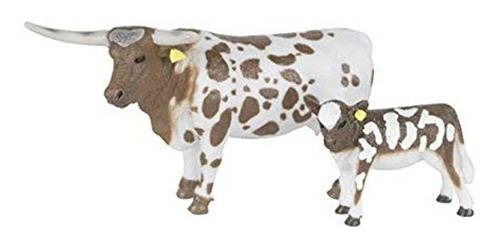 Big Country Farm Toys Longhorn Vaca Y Pantorrilla  Escala 