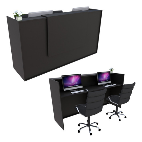 Balcão Recepção Caixa 169cm Preto - Linha Premium - Mod 2.1