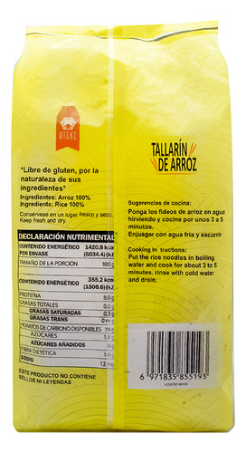 Tallarín De Arroz 400 G Uteki Alimentos