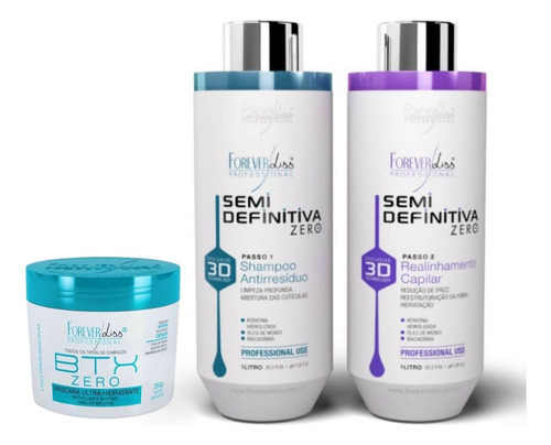 Kit Escova Progressiva  3d Btx Zero S/ Formol  Forever Liss