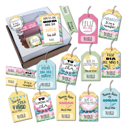 Kit Imprimible Día Del Niño Con Logo Tags-circulos-tarjetas 