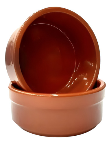 X6 Cazuelas Esmaltadas De Barro 12cm Blum Color Marrón Claro