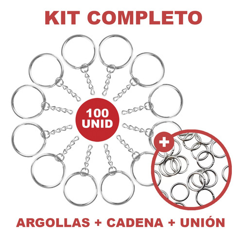 Argolla Sin Fin + Cadena X 100 Unidades Art 4110
