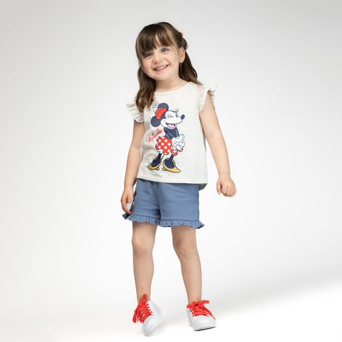 Polera Niña Vuelos Minnie Guiño Gris Disney