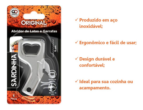 Abridor De Latas E Garrafas Tradicional Inox - Original