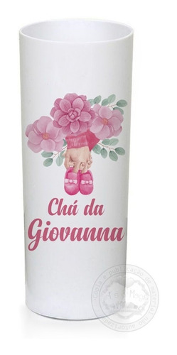 20 Copos Personalizados Long Drink 320ml Chá De Bebê Menina