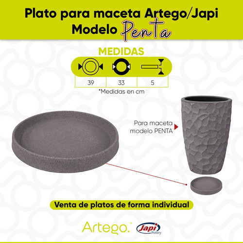 Plato Para Maceta Artego Japi Modelo Penta