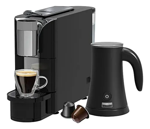 Cafetera De Cápsulas Y Espumador De Leche Negra