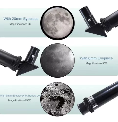 Telescopio para astronomía, telescopio portátil, fácil de montar y usar,  ideal para niños y adultos principiantes, telescopio astronómico para luna