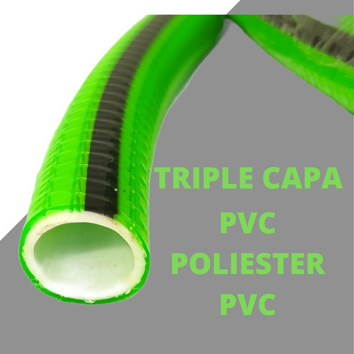 Imagen 5 de 5 de Manguera Riego Pvc Mallada 1 Pulgada 25mm 25m Alta Presión Color Verde Lima