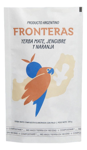 Yerba Mate Con Palo Sabor A Jengibre & Naranja 250g Frontera