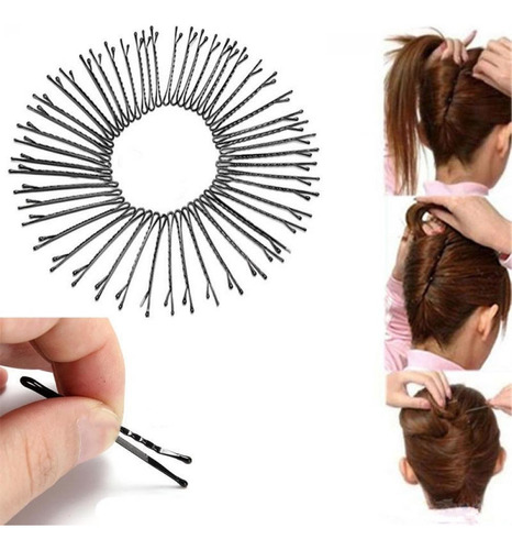 Pasador Hairpin Bobby Pin Negro Con Pinza Para El Pelo Ondul