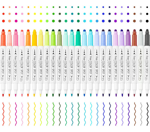 Niart Rotuladores Dot Doble Punta: 24 Colores Vibrantes Con