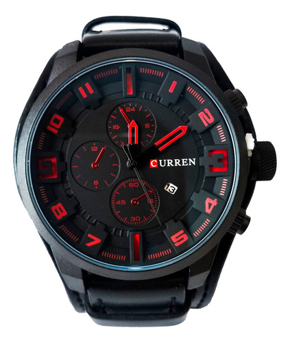 Reloj Curren Hombre En Cuero Negro Original Y Caja De Lujo 