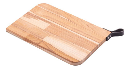 Tábua Com Alça Em Couro Woodart Teca De Madeira 33cm