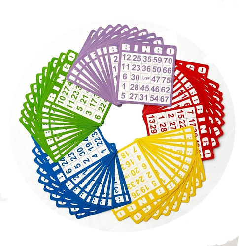 Yuanhe Bingo Juego De 50 Cartas De Bingo En Colores Mixtos