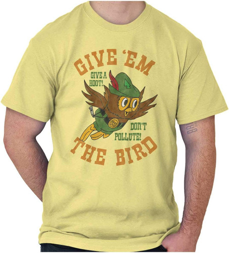 Woodsy Owl Cartoon Give Em The Bird Camiseta Gráfica Para Ho