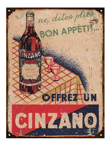 Cartel De Chapa Publicidad Antigua Aperitivo Cinzano Varias