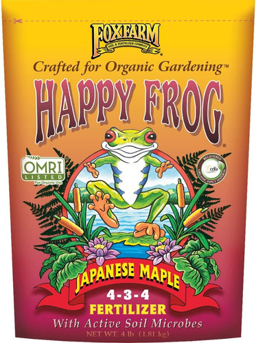 Fox Farm Happy Frog Fertilizante De Arce Japonés, Bolsa De 4