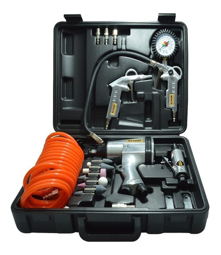 Kit Gomero Llave Pistola De Impacto + Medidor 27pz Konan