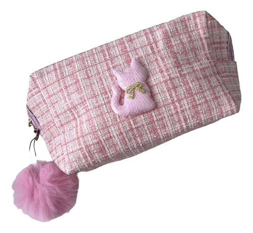 Estojo Escolar Gatinho Necessaire Com Chaveiro + Lapiseira