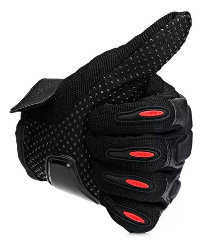 Guantes Moto Pro Biker Tactiles Protecc + 1ra Piel De Color Negro Talle M