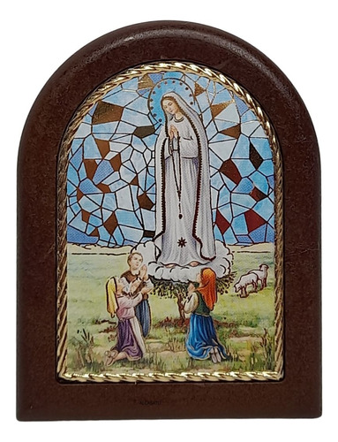 Cuadro Virgen De Fatima 5x8cm Madera Souvenir Italy Deco