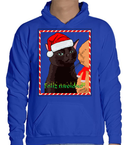 Sudadera Con Gorro - Meme Gato Pensante - Feliz Navidad - 02