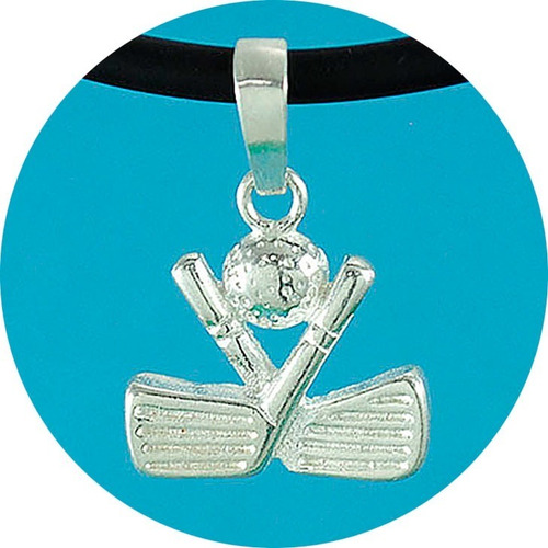 Imagen 1 de 5 de Dije Torneo Golf Logo Plata Ley .925 Incluye Collar Caucho