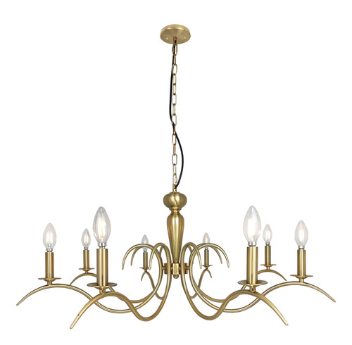 Candelabro Dorado 8 Luz Estilo Vintage Para Comedor Sala E12