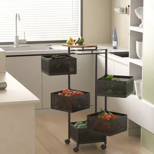 Organizador Frutas Y Verduras De Madera Pino Modelo Escalera