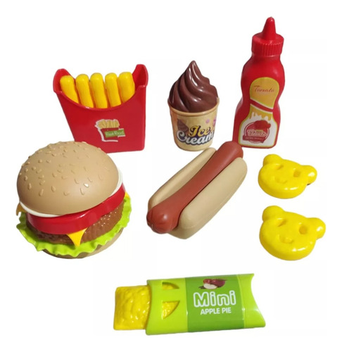 Juguetes Cocina Hamburguesa Hot Dog Papas Fritas Plastico