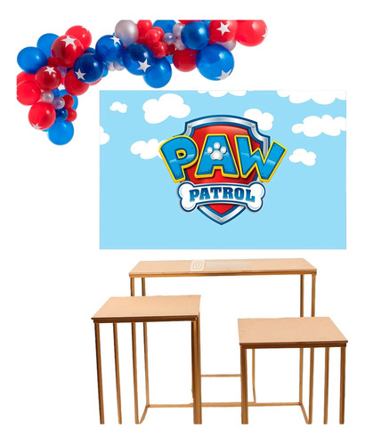 Fondo De Tela Logo Paw Patrol Para Decoración Cumple Candy