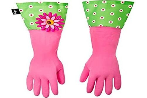 Los Guantes De Látex Rosa Vigar De Larga Flower Power Motif 