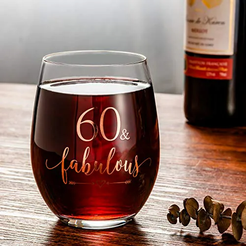 Copa De Vino 60 Y Fabulosa En Oro Rosa Para Regalo De Cump