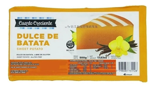 Dulce Solido De Batata 500g De Cuarto Creciente (sin Tacc)